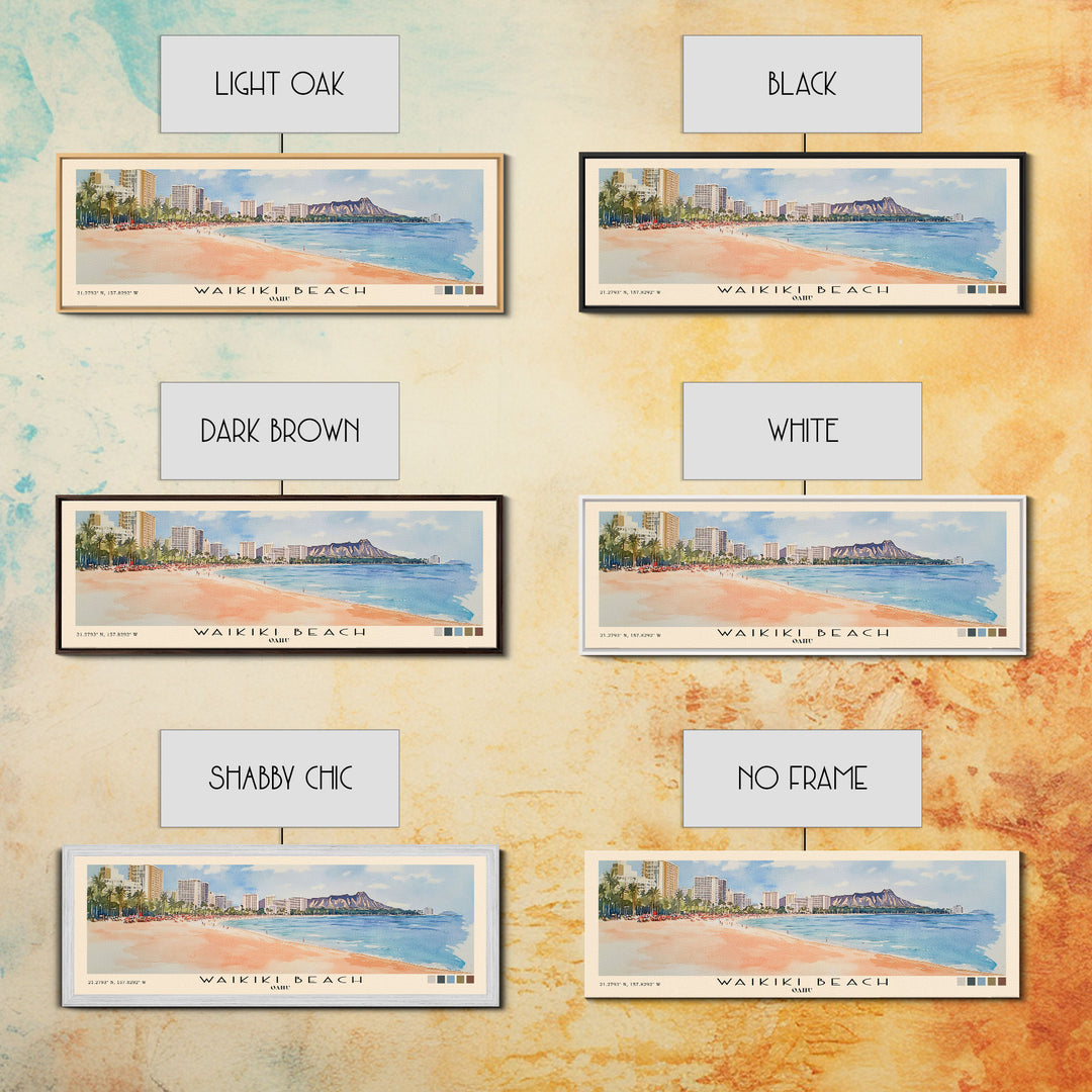Waikiki Beach, Oahu Watercolor Print, Vacation Gift, Oahu Wall Art, Beach Painting, Beach Decor, Beach Or Lakehouse Art