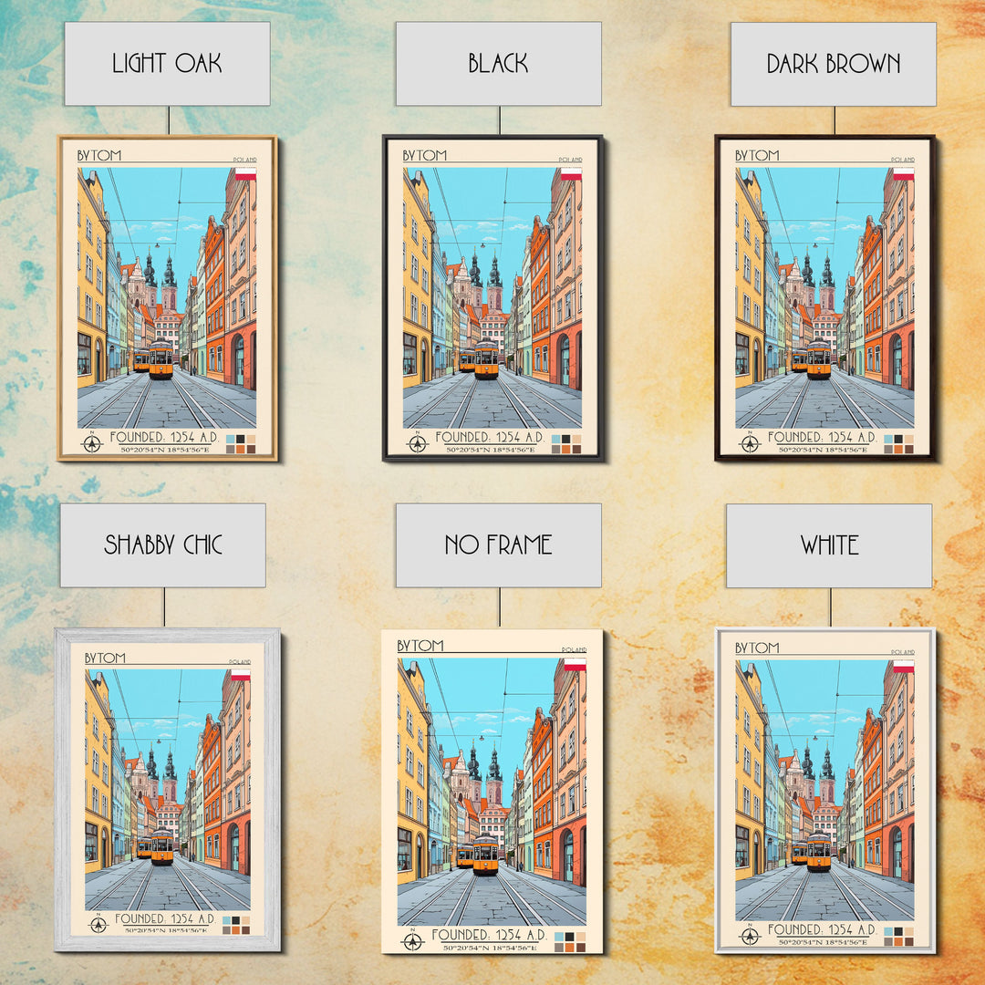 Bytom Poland Travel Poster Framed Canvas Print, Vintage Style, Pop Art Home Decor, Scenic Wall Art, Living Room Decoration, Artistic Gift