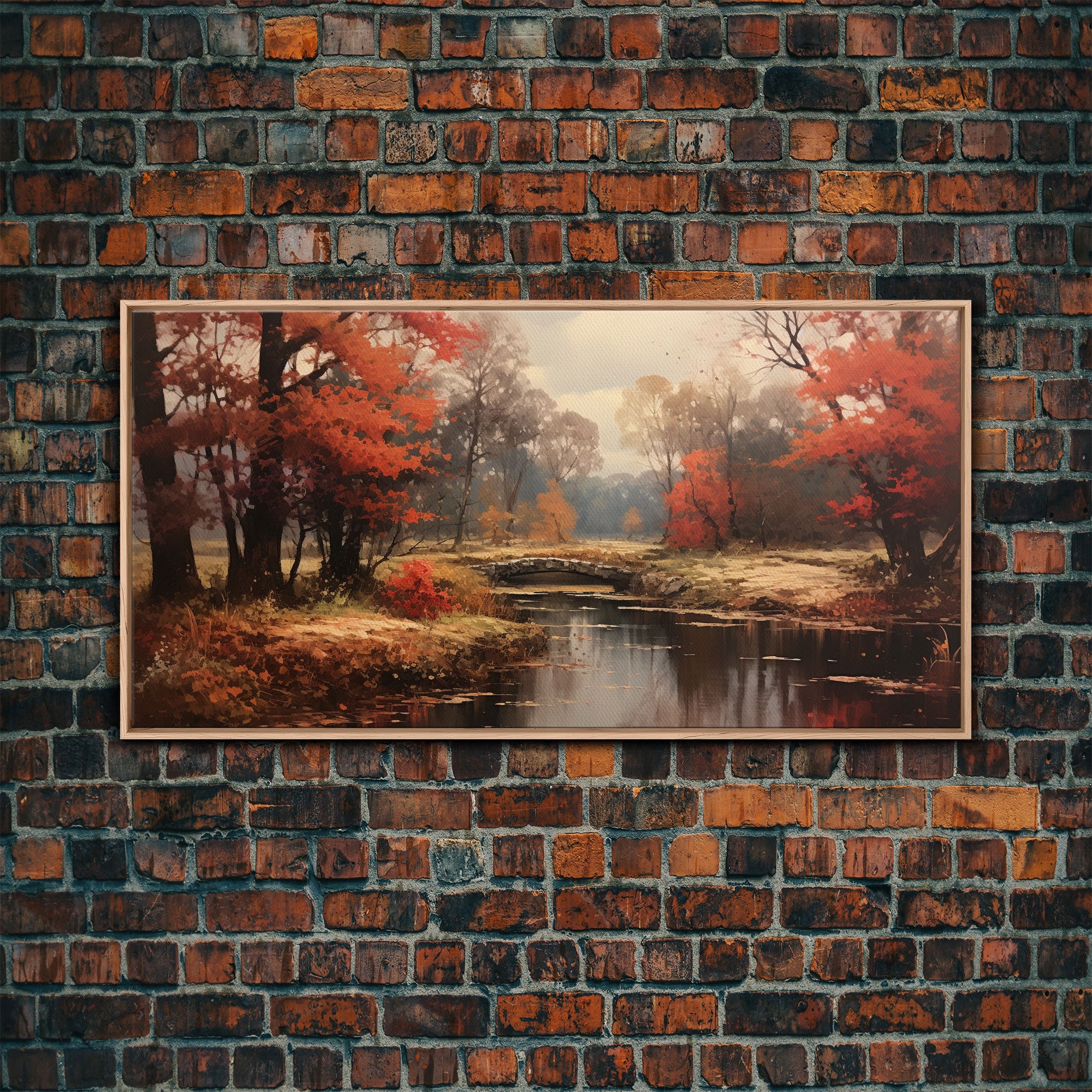 Fall Decor Framed Canvas Print | Trees With Falling Leaves | Fall Wedd ...