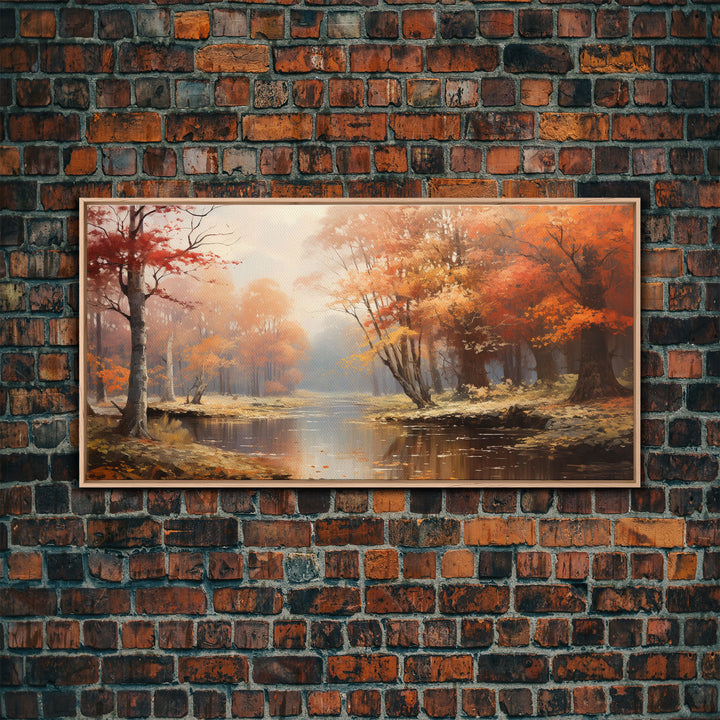 Beautiful Fall Landscape Painting Framed Canvas Print, Fall Decor, Thanksgiving Decor, Autumn Decor, Home Decor, Fall Decorations