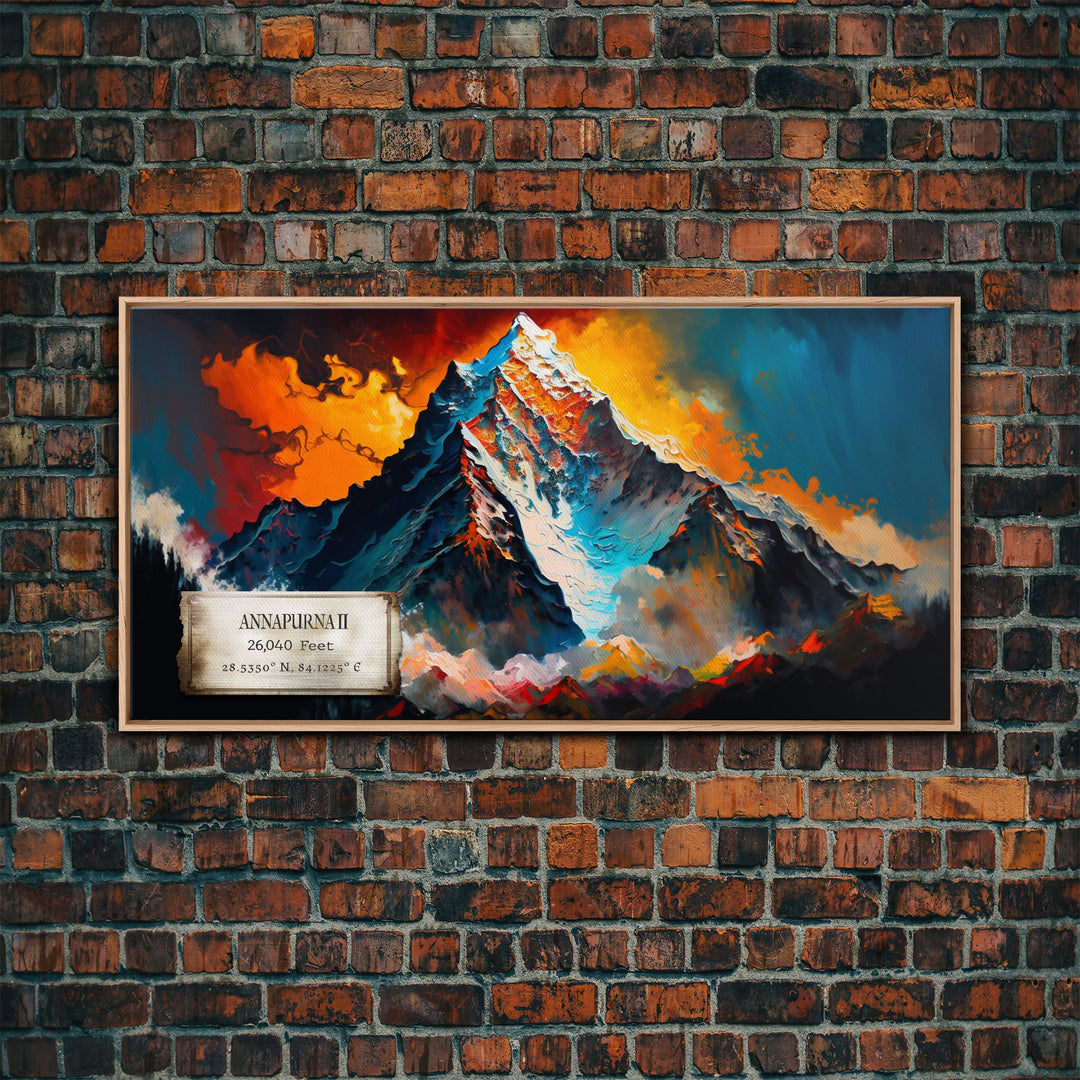 Annapurna II, Wall Art, Original Mountain Painting Print, Travel Poster, Mountain Landscape Wall Decor, Abstract Mountain Art