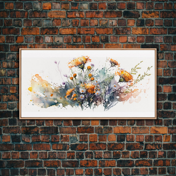 Rustic Farmhouse Decor, Framed Canvas Print, Floral Watercolor Painting, Flower Art, Flower Painting, Entry Room Painting, Gift For Mom