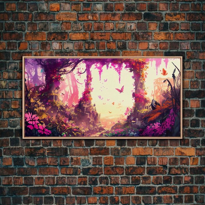 Pink Forest Art | Framed Canvas Print | Framed Art | Fantasy Decor | Magenta / Fuchsia Gift | Large Format Art
