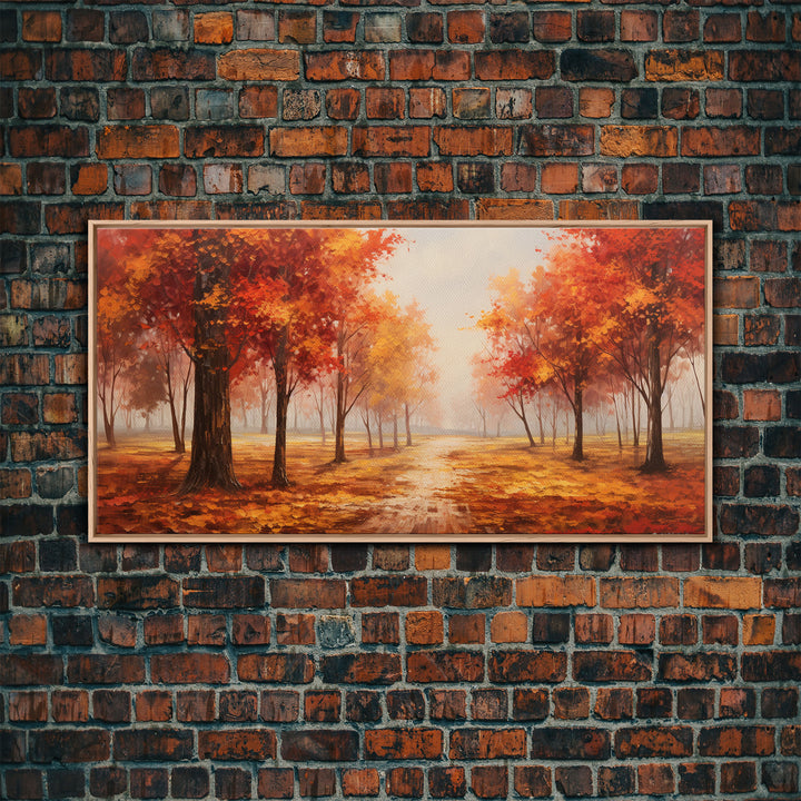 Fall Decor, Beautiful Forest In Early Autumn, Landscape Framed Canvas Print Painting, Wall Art, Wall Decor, Autumn Decor, Farmhouse Decor