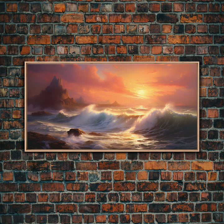 Seascape Art, Cliffs of Scottland, Framed Canvas Print, Landscape Painting, Seascape Painting, Beach Wall Art, Coastal Wall Art, Modern Art