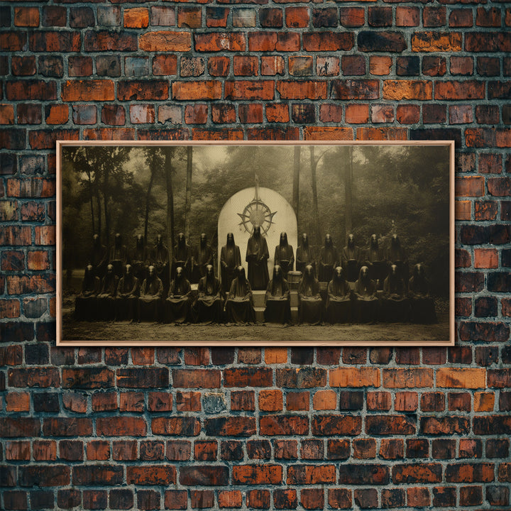The Forest Witch Coven, Green Witches, Witch Art, Creepy Halloween Decor, Framed Canvas Print, Vintage Tintype Photo Art, Halloween Print