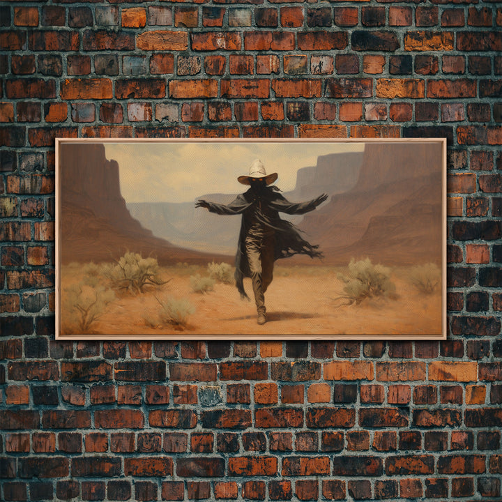 The Fabulous Ghost Cowboy Art, Framed Canvas Print, Halloween art, spooky decor, cowboy art, western decor,  ghost art