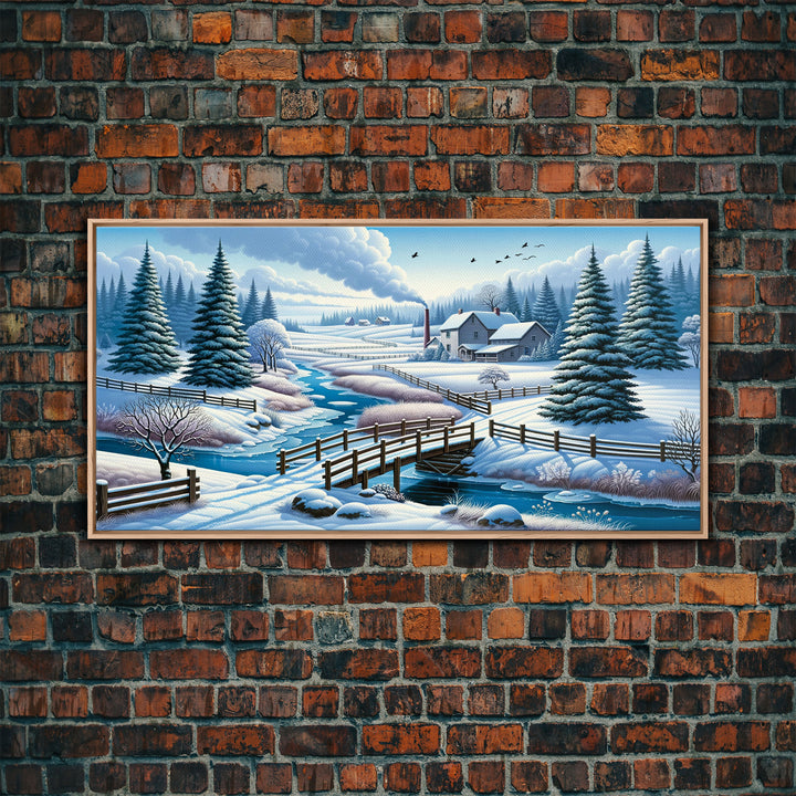 Scenic Winter Wonderland Framed Canvas Print | Winter Decor | Winter Centerpiece Above Mantle Or Sofa | Christmas Decor