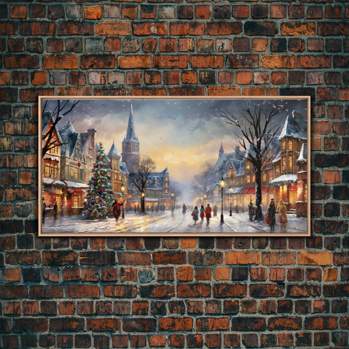 Retro Christmas Winter Wonderland Framed Canvas Print - Christmas Decoration - Christmas Art - Christmas Living Room Decor