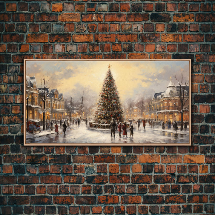 Retro Christmas Village Framed Christmas Wall Art - Framed Christmas Art - Canvas Art - St. Nicholas - Winter Wonderland Centerpiece