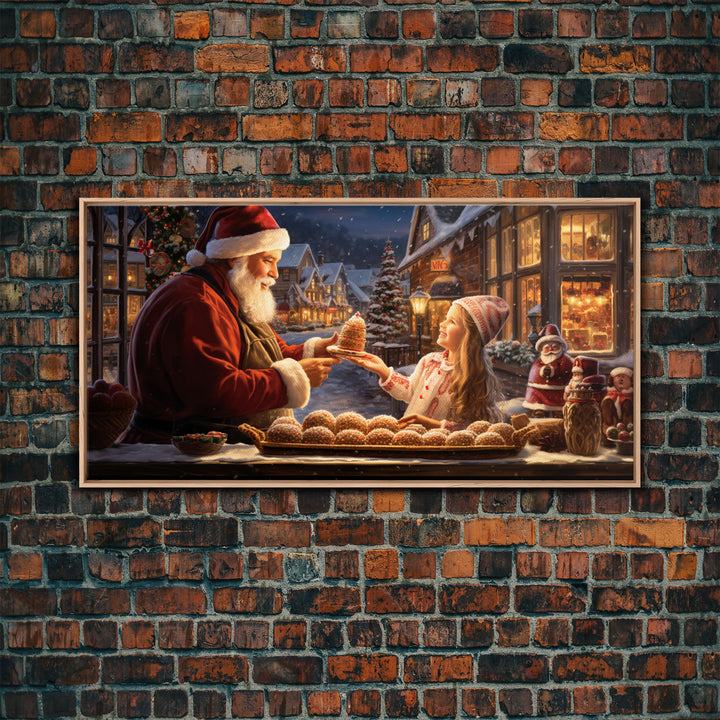 Santa Art Canvas Print - Santa Sharing a Cake - Christmas Art - Santa Art Print - Christmas Wall Art - Santa Decor - Christmas Art Print