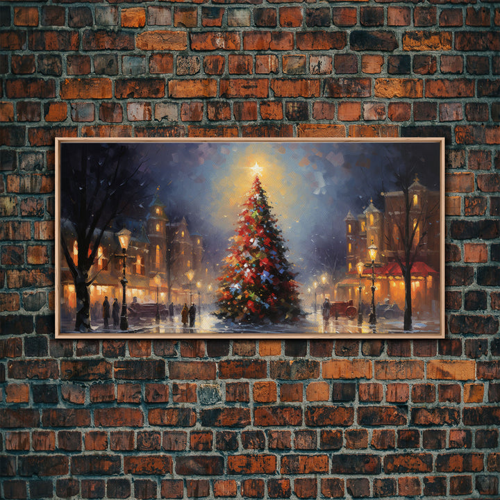 Retro Christmas Village Framed Christmas Wall Art - Framed Christmas Art - Canvas Art - Winter Decor - Winter Wonderland Centerpiece