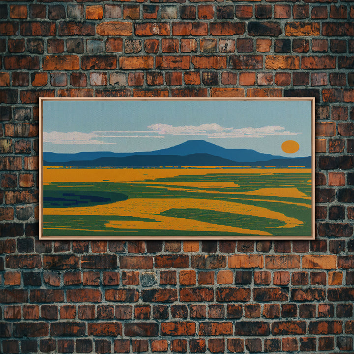 Pixel Art, Beautiful Landscape Made Of Pixels, Ready To Hang Canvas Print, Framed Wall Art