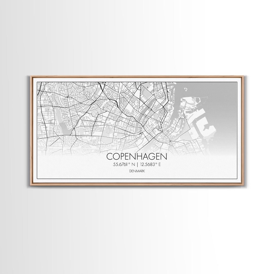 Copenhagen Street Map, Denmark Map, Map Print, Minimalist Art, Wall Art, Canvas Art, Modern Room Décor, RV Wall Décor, Gift For Pilot