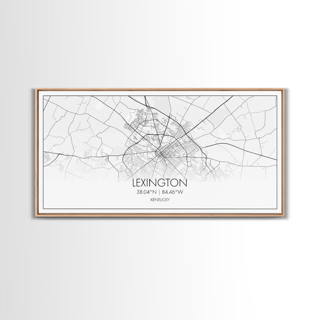 Lexington City Map, Kentucky Map, Map Art, Modern Art, Wall Art, Canvas Art, Farmhouse Wall Décor, Gift For Women, Living Room Wall Art