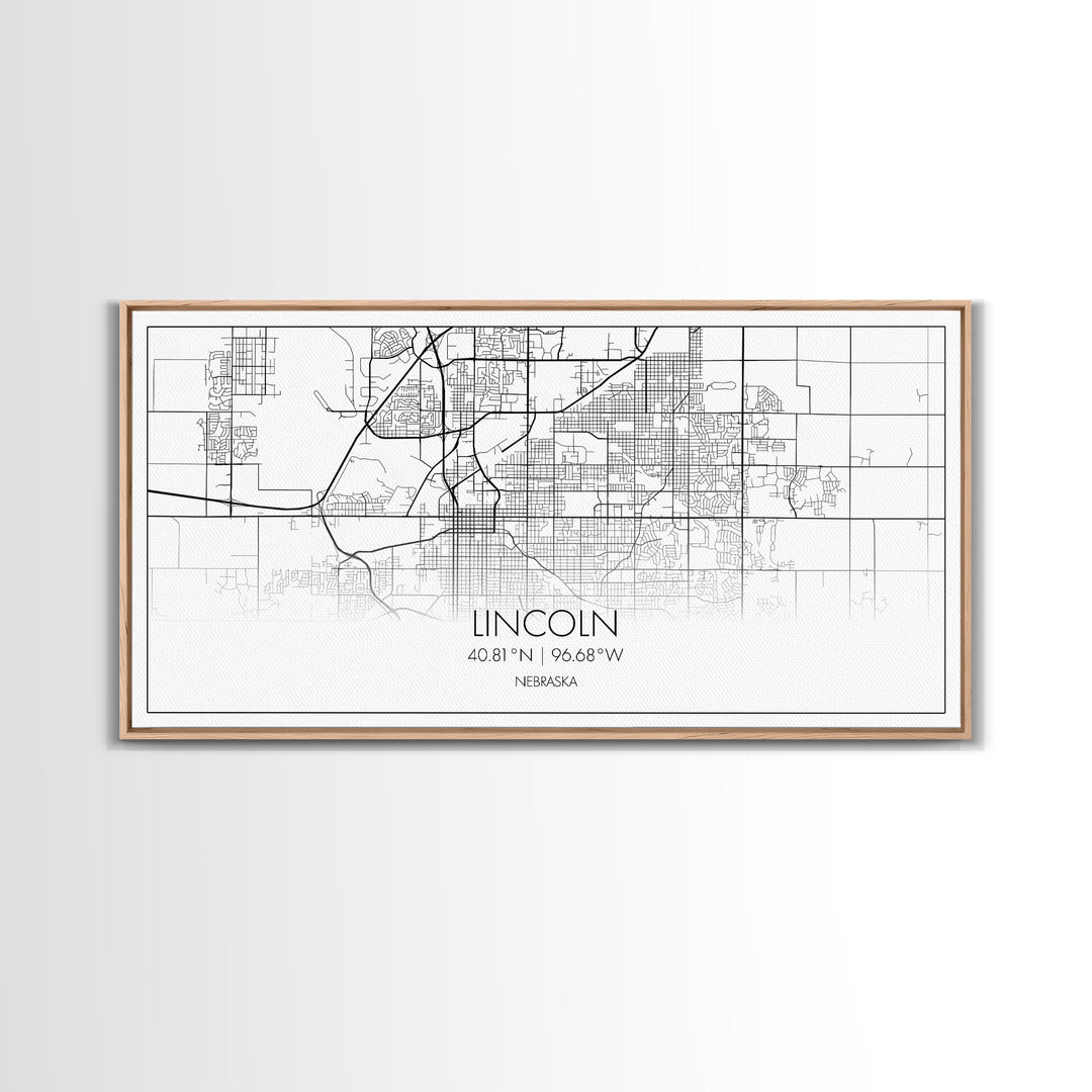 Lincoln City Map, Nebraska Map, Map Art, Modern Art, Wall Art, Canvas Art, Dorm Room Wall Art, Bar Wall Art, Gift For Mom, Teen Wall Art
