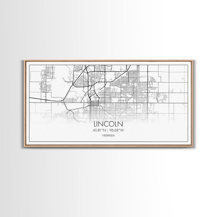 Lincoln City Map, Nebraska Map, Map Art, Modern Art, Wall Art, Canvas Art, Dorm Room Wall Art, Bar Wall Art, Gift For Mom, Teen Wall Art