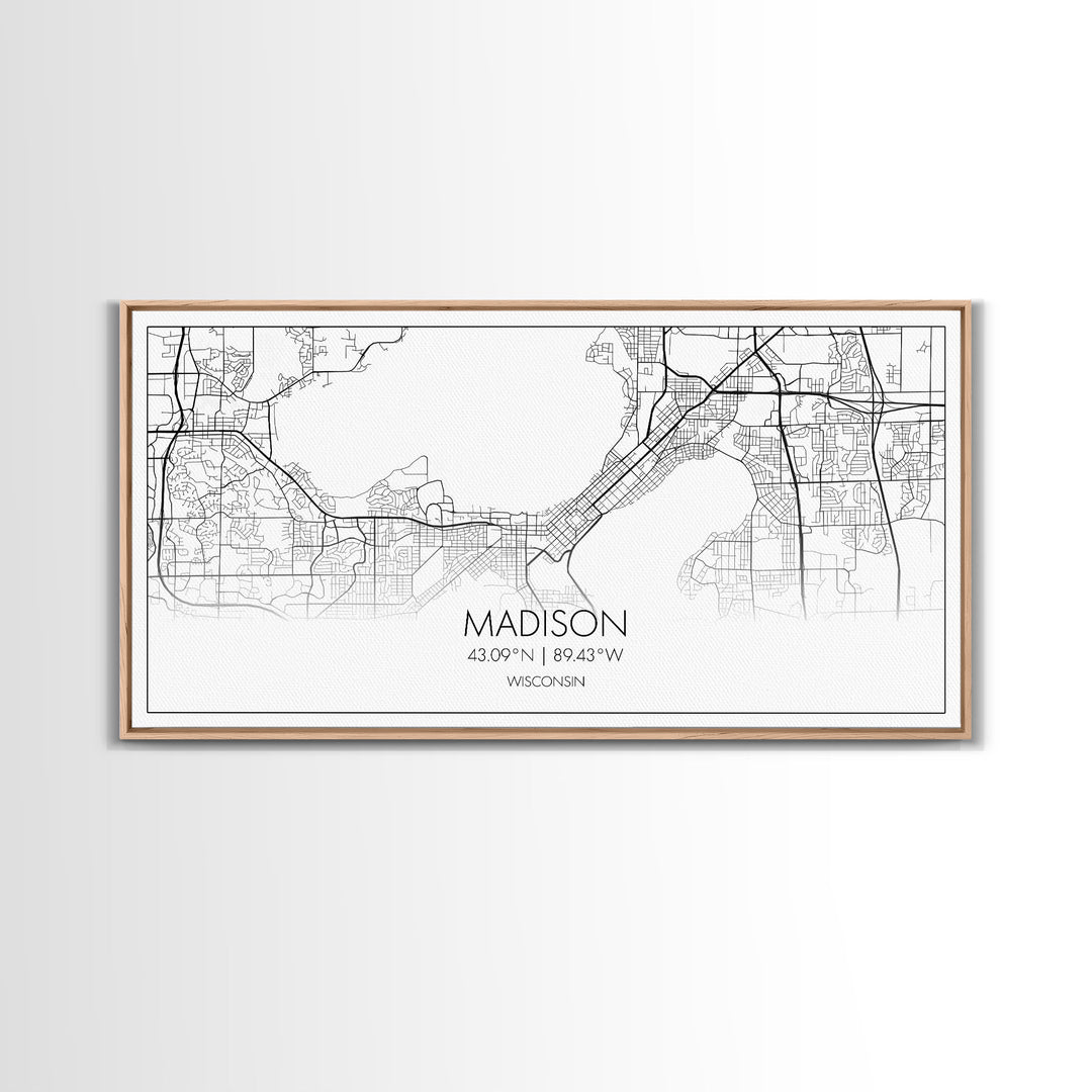 Madison City Map, Wisconsin Map, Map Art, Modern Art, Wall Art, Canvas Art, Unique Gifts, Large Wall Art, College Décor, Room Décor, Prints