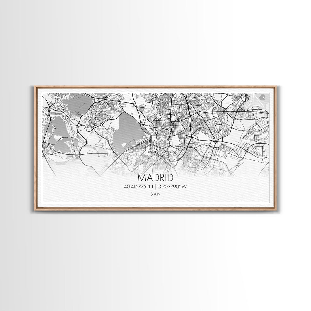 Madrid City Map, Spain Map, Map Art, Modern Art, Wall Art, Canvas Art, Europe Wall Art, Girl Room Décor, Mens Gift, Preppy Wall Art, Office