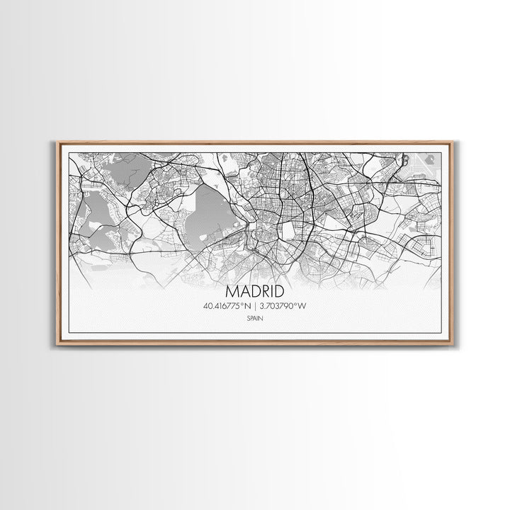 Madrid City Map, Spain Map, Map Art, Modern Art, Wall Art, Canvas Art, Europe Wall Art, Girl Room Décor, Mens Gift, Preppy Wall Art, Office