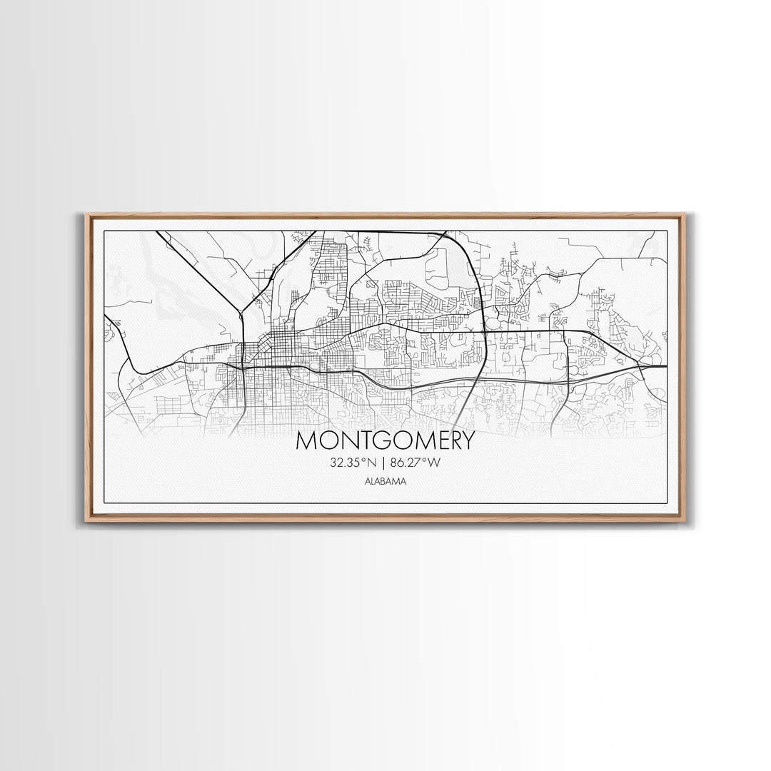 Montgomery City Map, Alabama Map, Map Art, Minimalist Wall Art, Wall Art, Canvas Art, Farmhouse Wall Art, Girlfriend Gift, Teen Room, Office