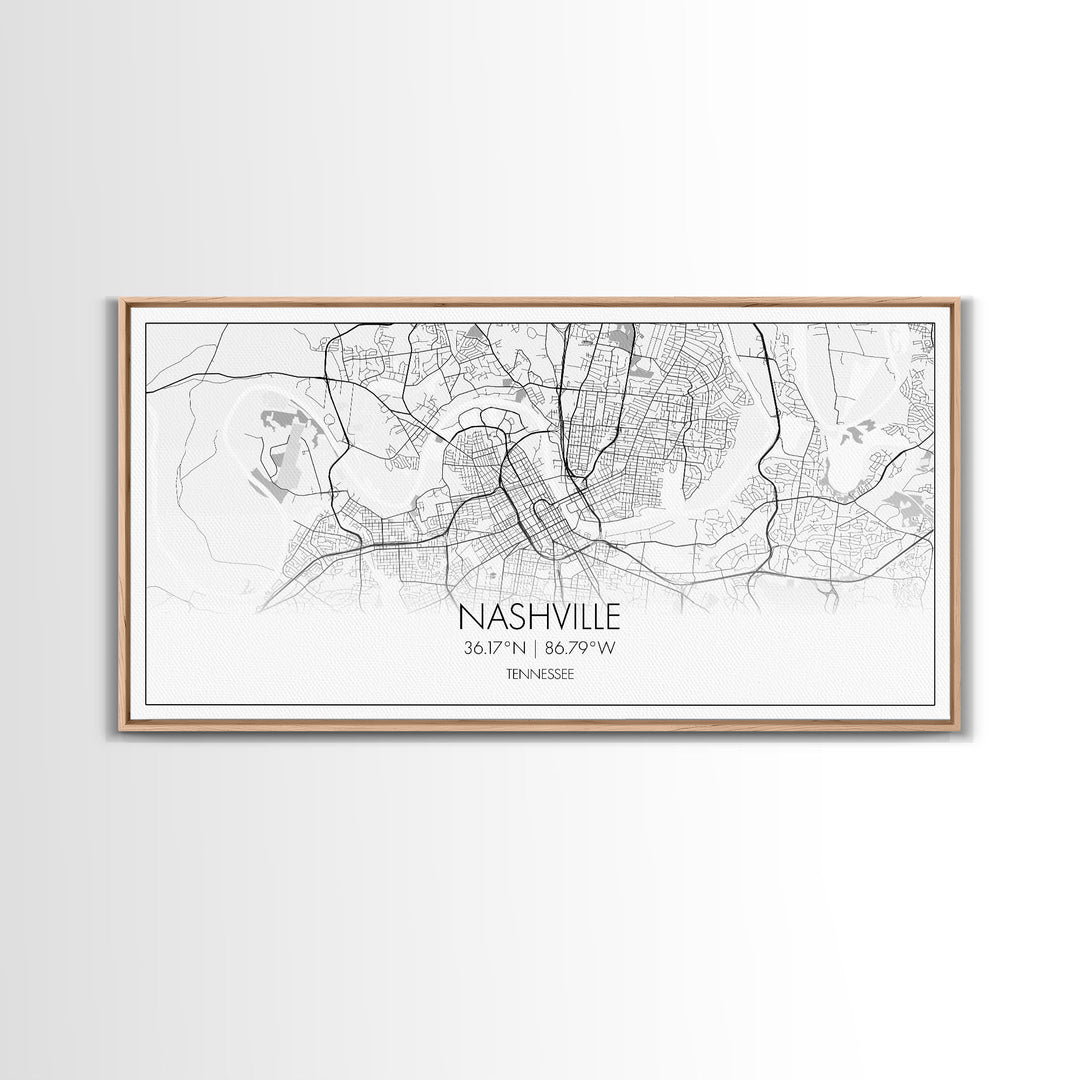Nashville City Map, Tennessee Map, Map Art, Minimalist Wall Art, Wall Art, Canvas Art, Music Lover Gift, Country Décor, Landscape Wall Art