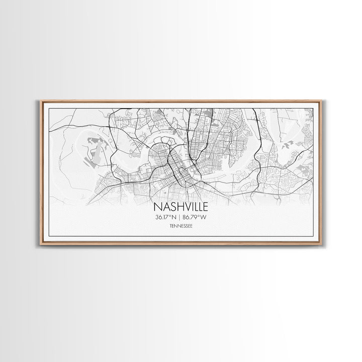 Nashville City Map, Tennessee Map, Map Art, Minimalist Wall Art, Wall Art, Canvas Art, Music Lover Gift, Country Décor, Landscape Wall Art