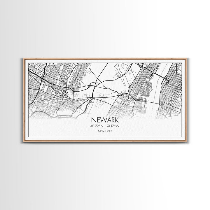 Newark City Map, New Jersey Art, Map Print, Minimalist Wall Art, Wall Art, Canvas Art, Travel Wall Art, Friend Gift, Teen Birthday Gift