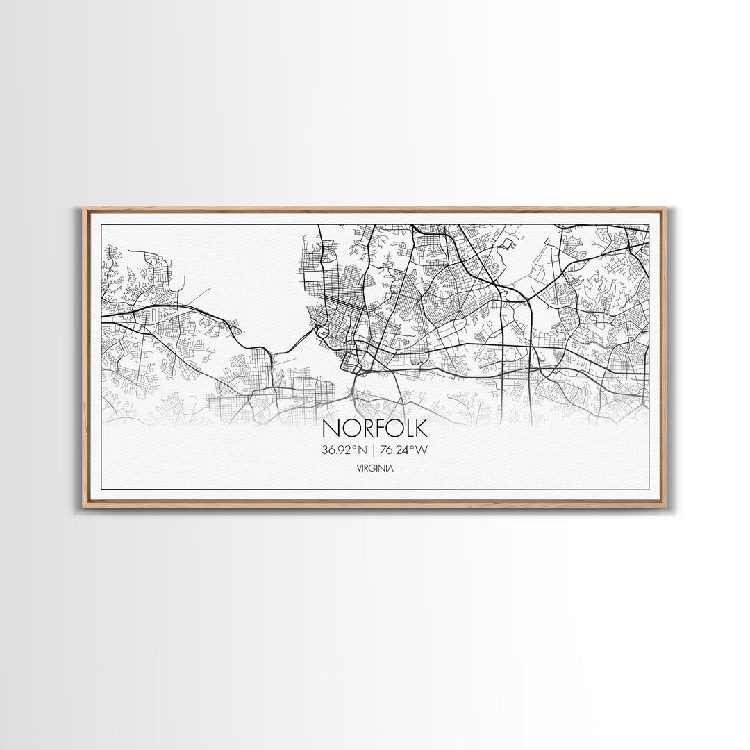 Norfolk City Map, Virginia Art, Map Print, Minimalist Wall Art, Wall Art, Canvas Art, Cabin Wall Art, Southern Wall Décor, Unique Wall Art