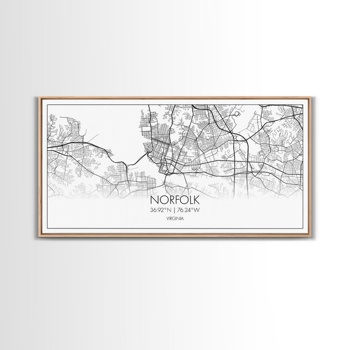 Norfolk City Map, Virginia Art, Map Print, Minimalist Wall Art, Wall Art, Canvas Art, Cabin Wall Art, Southern Wall Décor, Unique Wall Art