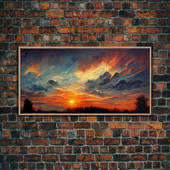 Mountain Sunset Oil Painting On Canvas, Canvas Print, Ready to hang gallery wrapped nature canvas print