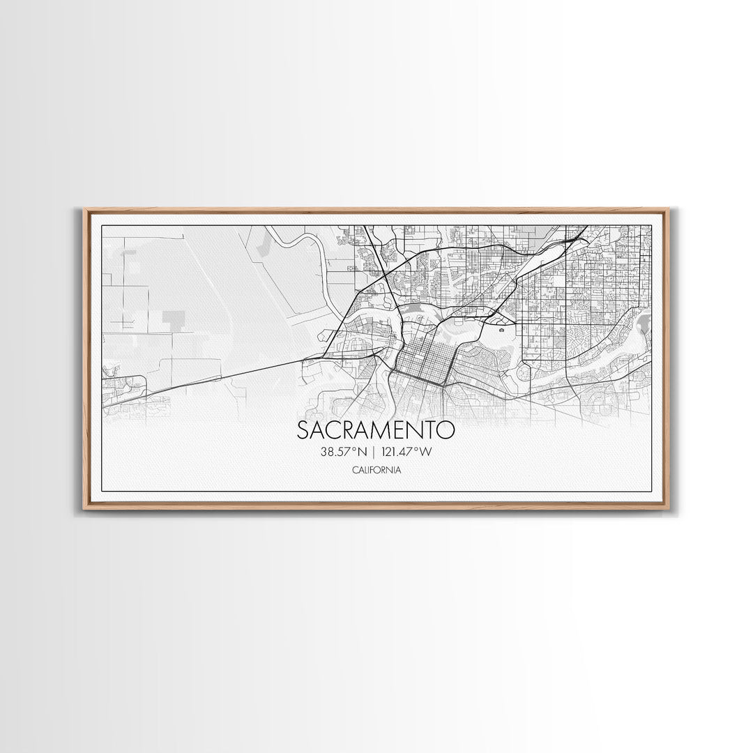 Sacramento City Map, California Art, Map Print, Minimalist Wall Art, Wall Art, Canvas Art, Large Wall Art, Room Décor, Office Prints