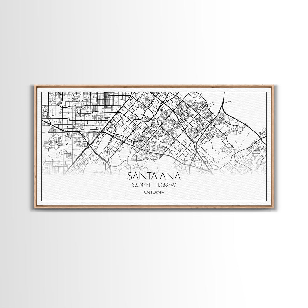 Santa Ana City Map, California Art, Map Print, Modern Wall Art, Wall Art, Canvas Art, House Wall Art, Over Bed Wall Décor, Gift For The Home