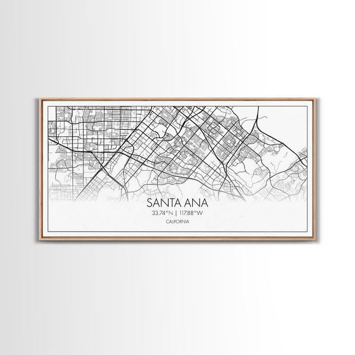 Santa Ana City Map, California Art, Map Print, Modern Wall Art, Wall Art, Canvas Art, House Wall Art, Over Bed Wall Décor, Gift For The Home