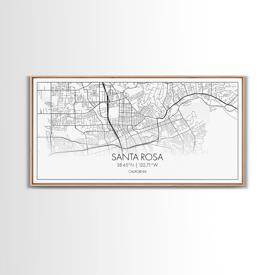 Santa Rosa City Map, California Art, Map Print, Modern Wall Art, Wall Art, Canvas Art, Modern House Art, Bedroom Prints, Nerdy Home Décor