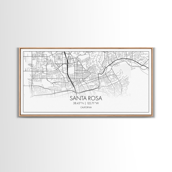 Santa Rosa City Map, California Art, Map Print, Modern Wall Art, Wall Art, Canvas Art, Modern House Art, Bedroom Prints, Nerdy Home Décor