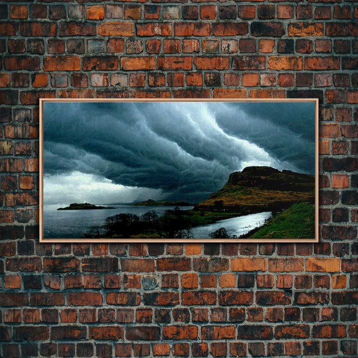 Foggy night rainstorm over the lake canvas print, nature and landscape wall art, ready to hang, cool wall art