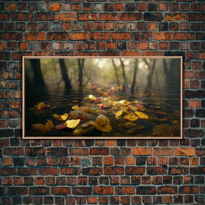 Wet Leaves Stream Forest Woods Fall Autumn Fine Art Print, Wall Art Print, Wall Décor, Wall Poster