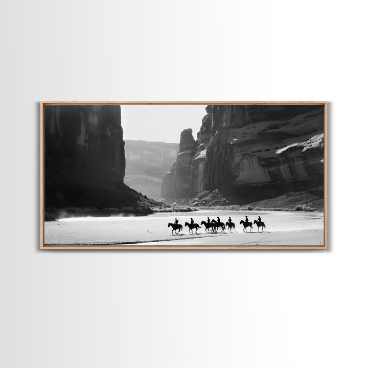 Horse Riders in Monument Valley, Stunning Framed Canvas Print for Living Room Wall Art, Bedroom Decor, Home Decor