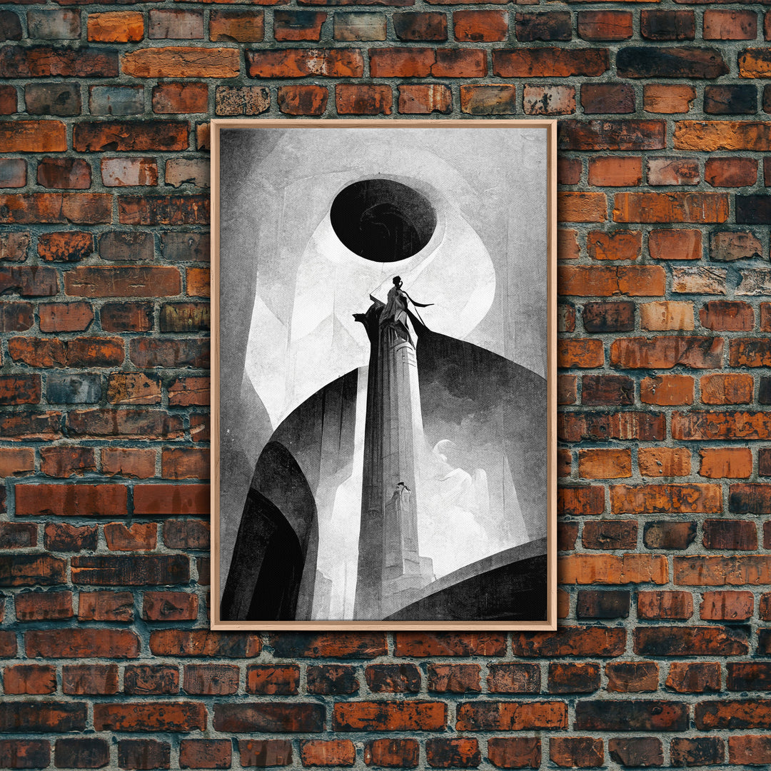 Vintage Style Art Deco Statue Study, Framed Canvas Print, Retro Style Wall Art, 1920s - 1930s style Art