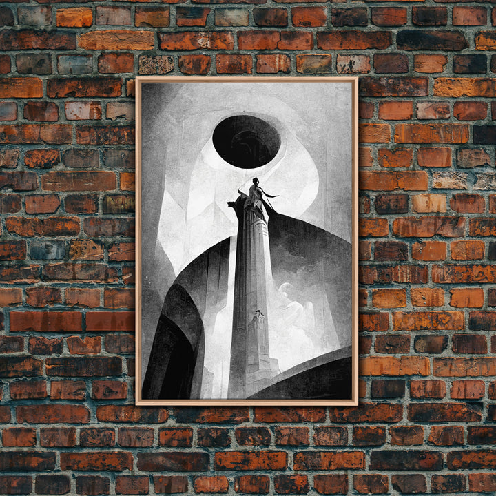 Vintage Style Art Deco Statue Study, Framed Canvas Print, Retro Style Wall Art, 1920s - 1930s style Art
