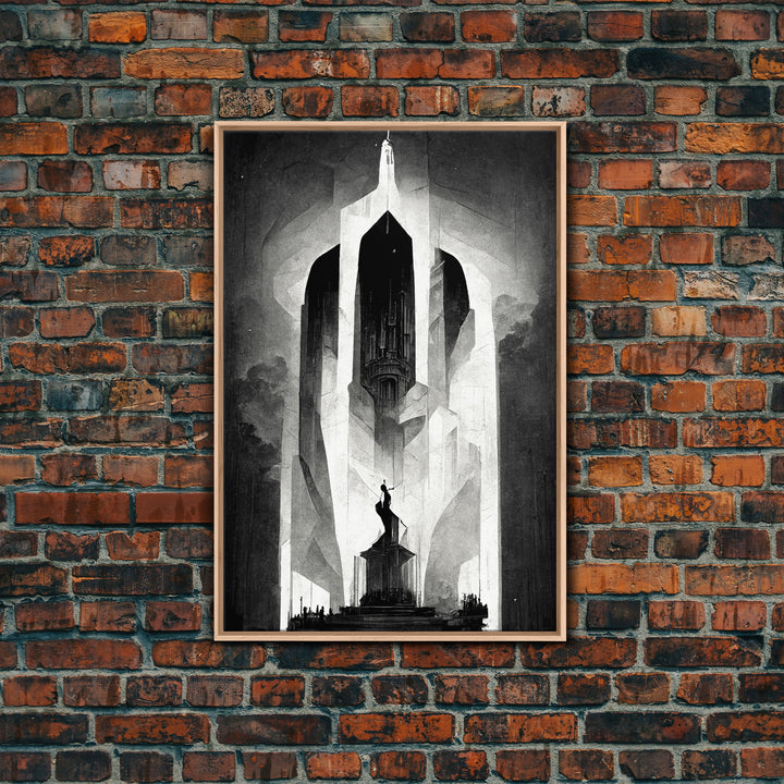 Vintage Style Art Deco Statue Study, Framed Canvas Print, Retro Style Wall Art, 1920s - 1930s style Art