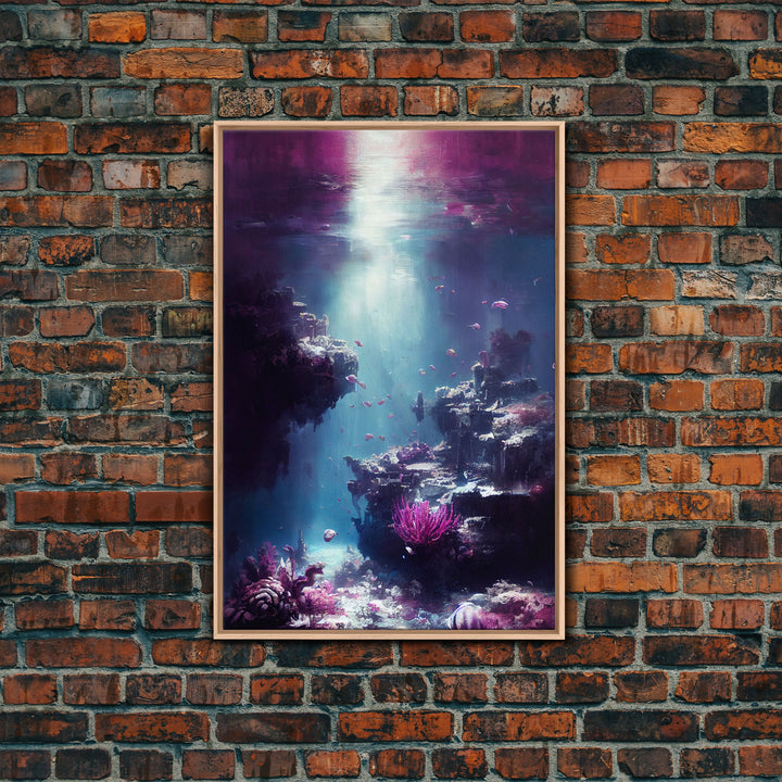 Under The Sea, Coral Reef Art, Framed Canvas Print