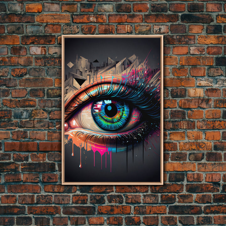 Vibrant Graffiti Style Eye Wall Art Canvas Print - Street Art Inspired Graphic Illustration Artwork