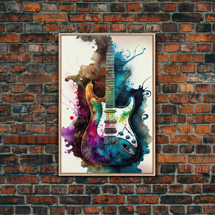 Electric Color Explosion Guitar Painting for Wall Decor, Vintage Guitar Lover Gift for Musical Wall Decor, Guitar Artwork Gift for Men