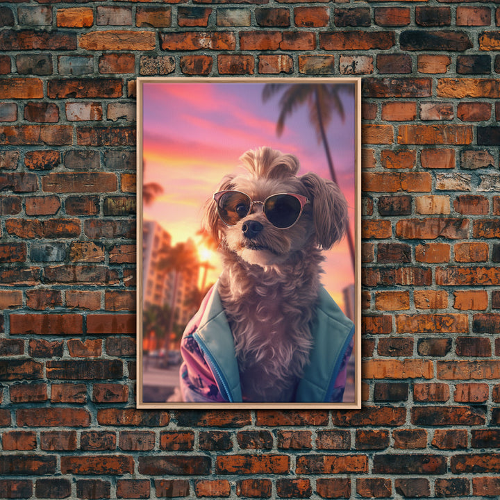 Shih Tzu In Sunglasses Blue Tracksuit Wall Print, Dog Portrait, Dog Art Print, Framed Wall Art, Framed Canvas, Wall Print, Wall Canvas