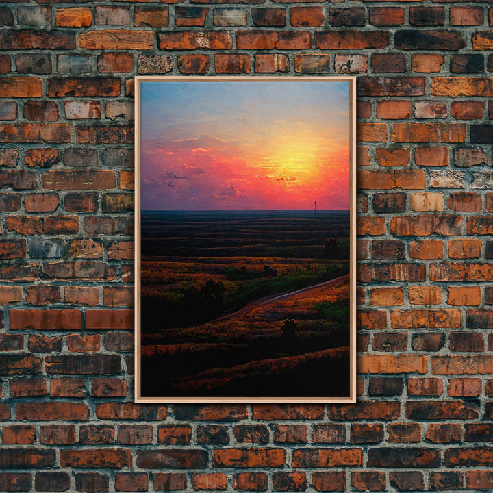 Sunset Over a Texas Field, Canvas Print, Landscape Art, Ready To Hang Wall Art