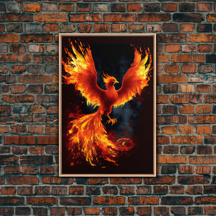Phoenix Print on Canvas , Floating Frame, Modern Wall Art, Extra Large Canvas Wall Art, Rebirth and Renewal