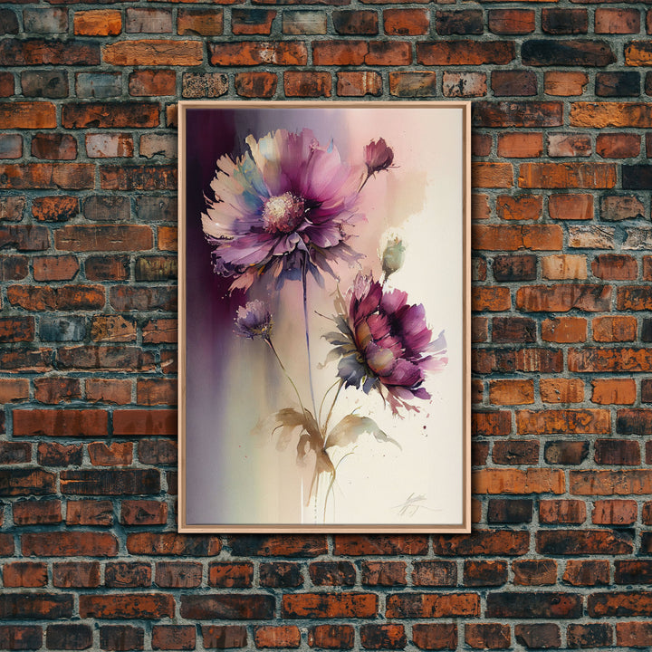 Vintage Style Framed Canvas Art  // Vintage Floral Print // Vintage White Roses Painting // Still Life Botanical Farmhouse print // Flower