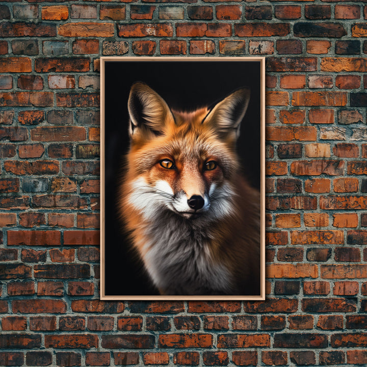 Portrait of a Red Fox, Framed Canvas Print, Framed Wall Art, Fox Photography, Wild Life Art
